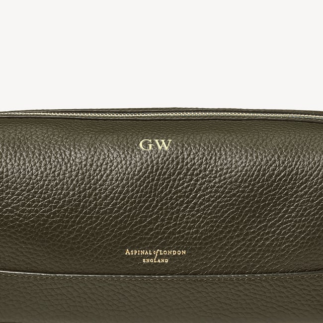 Men's Leather Wash Bag Evergreen Pebble