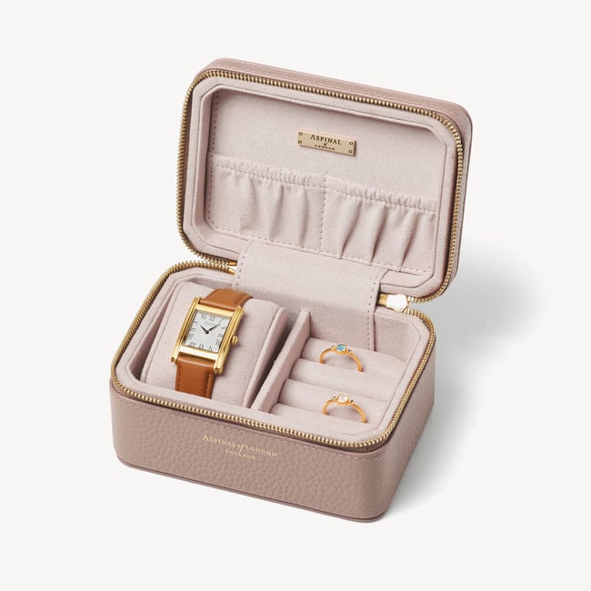 Travel Watch & Ring Box Soft Taupe Pebble