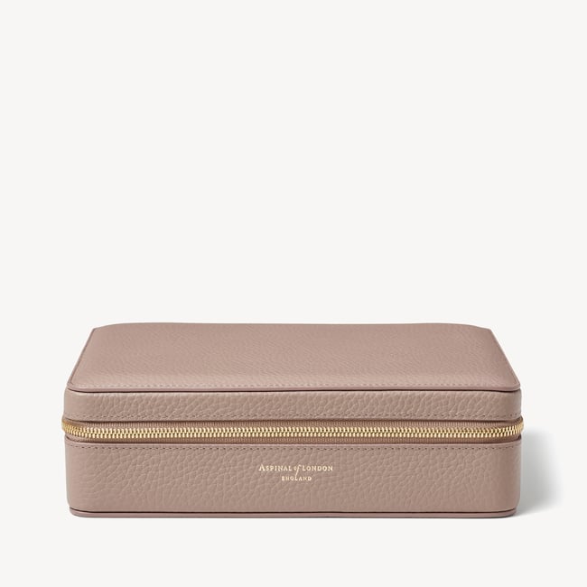 Large Travel Jewellery Case Soft Taupe Pebble