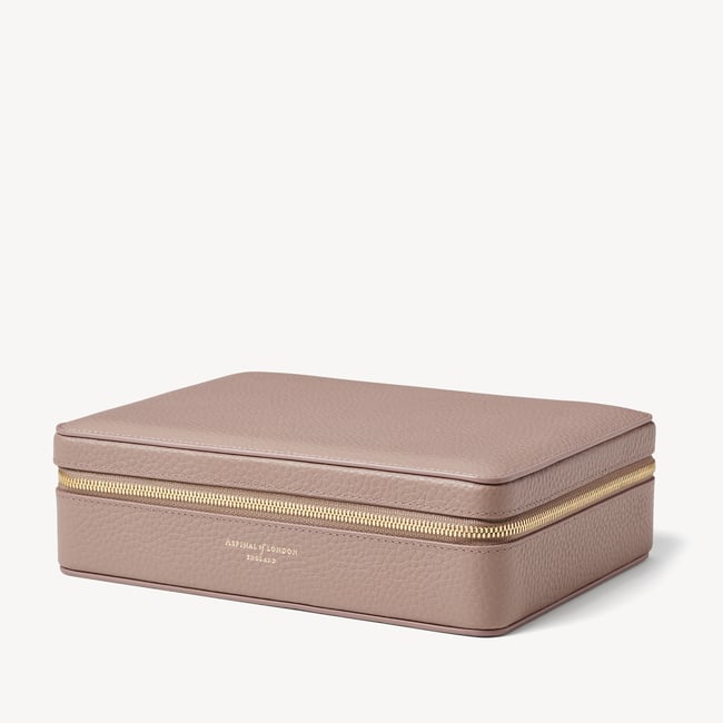 Large Travel Jewellery Case Soft Taupe Pebble