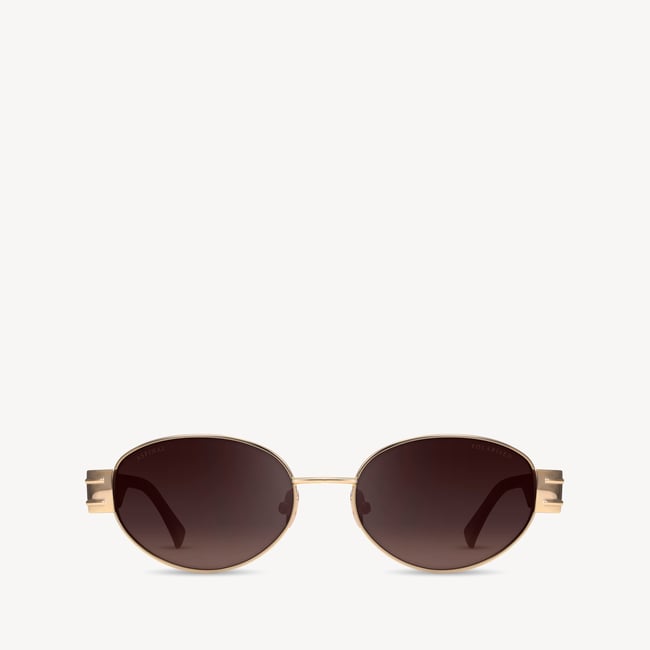 Poppy Oval Sunglasses Light Gold Stainless Steel