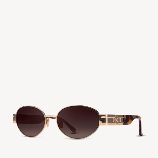 Poppy Oval Sunglasses Light Gold Stainless Steel