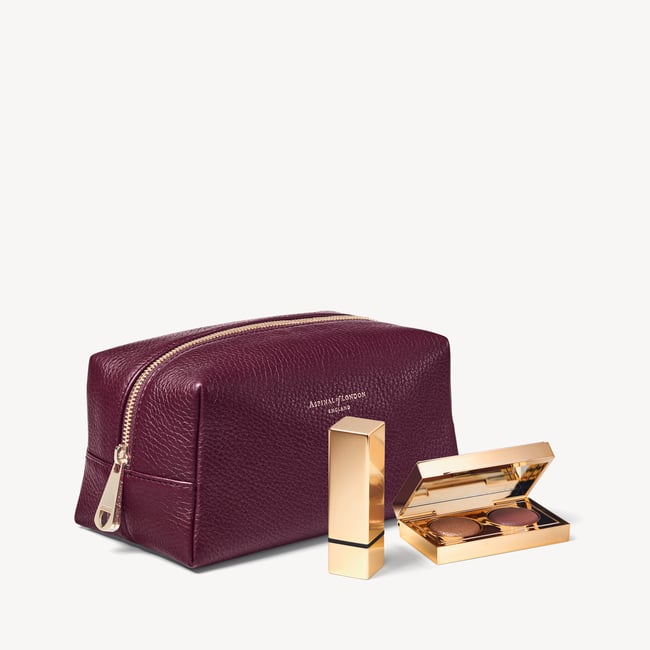 London Makeup Bag Burgundy Pebble