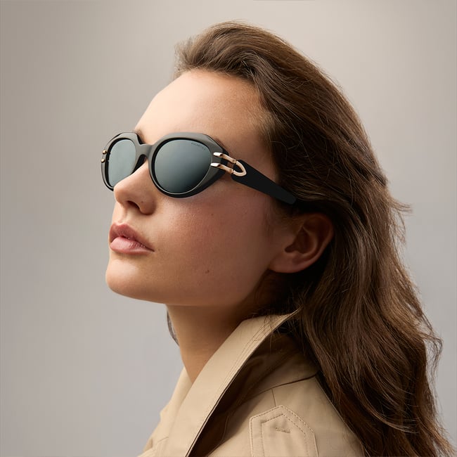 Amelia Oval Sunglasses Black 