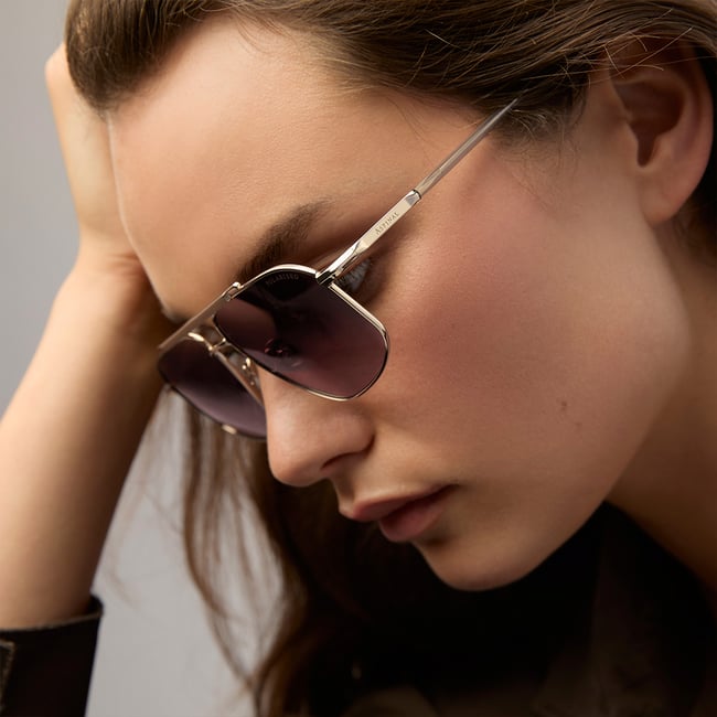Monte Carlo Aviator Sunglasses Light Gold Stainless Steel