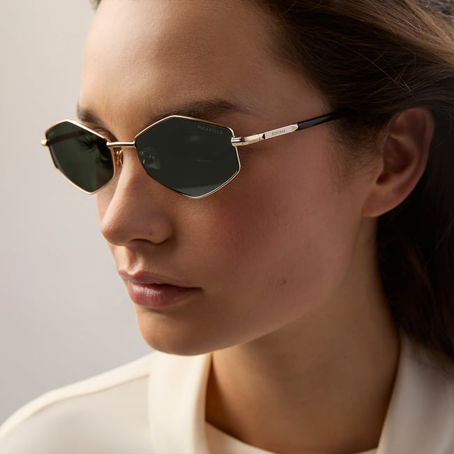 Sophia Hexagonal Sunglasses Light Gold Stainless Steel