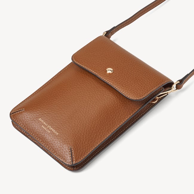 Duo Phone Crossbody Pouch Tan Pebble