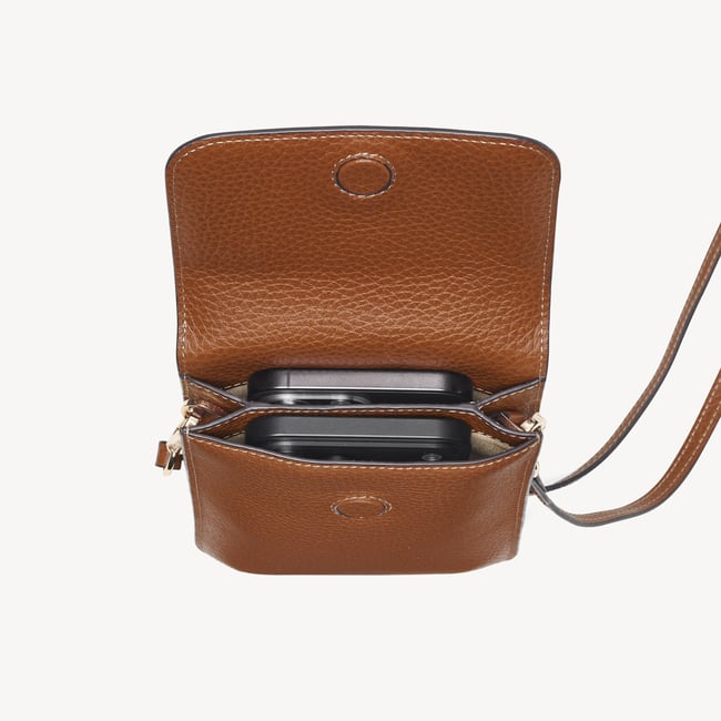 Duo Phone Crossbody Pouch Tan Pebble