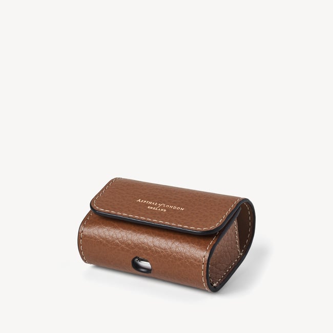 AirPods Case with Carabiner Clip Tan Pebble
