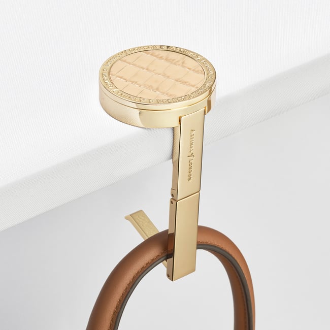 Foldable Handbag Hook Deep Shine Buttermilk Small Croc