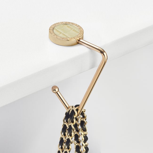 Aspinal Handbag Hook Deep Shine Pistachio Small Croc