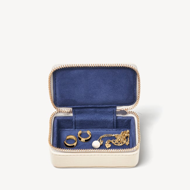 Small Travel Jewellery Case Ivory Pebble