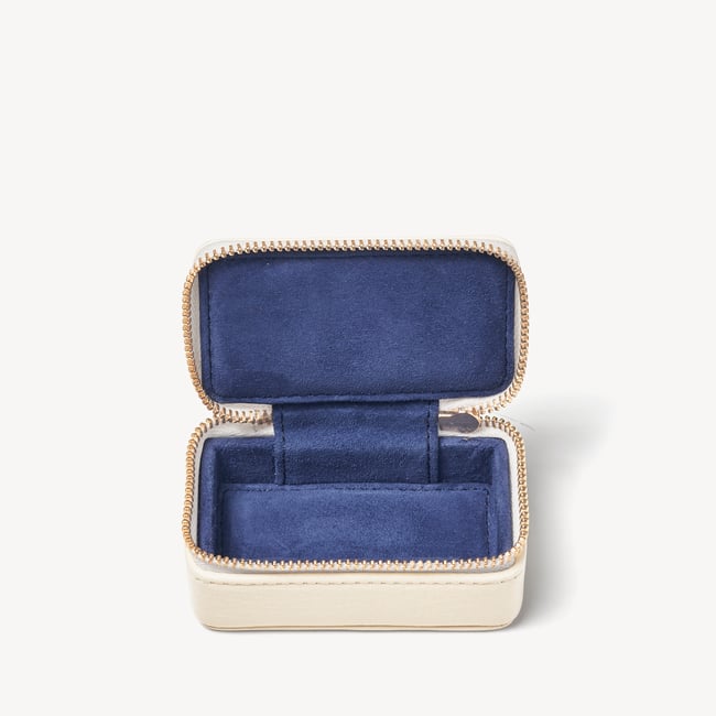 Small Travel Jewellery Case Ivory Pebble