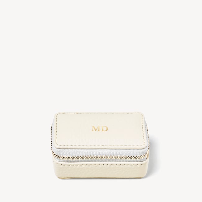 Small Travel Jewellery Case Ivory Pebble