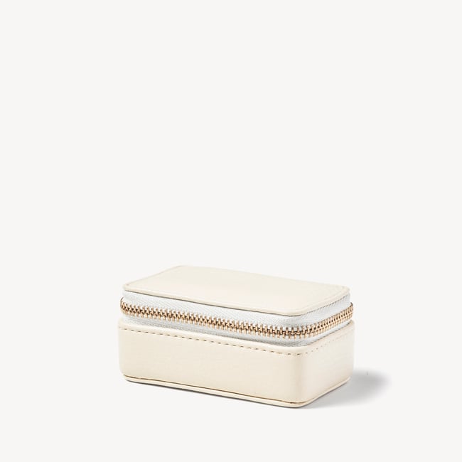 Small Travel Jewellery Case Ivory Pebble
