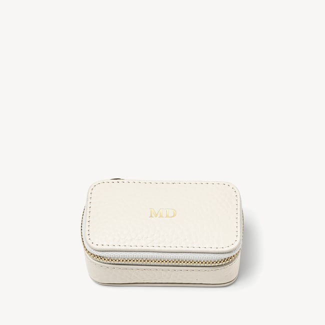 Small Travel Jewellery Case Ivory Pebble