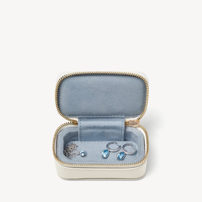 Small Travel Jewellery Case Ivory Pebble