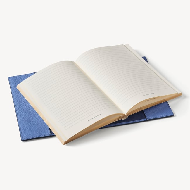 A5 Refillable Luxury Journal Capri Blue Pebble with Soft Suede Lining