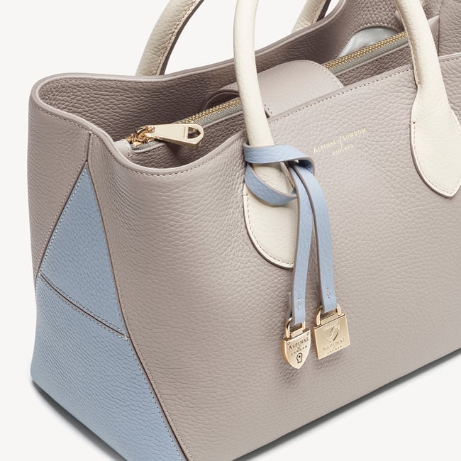 Midi London Tote Sky Blue, Grey & White Pebble