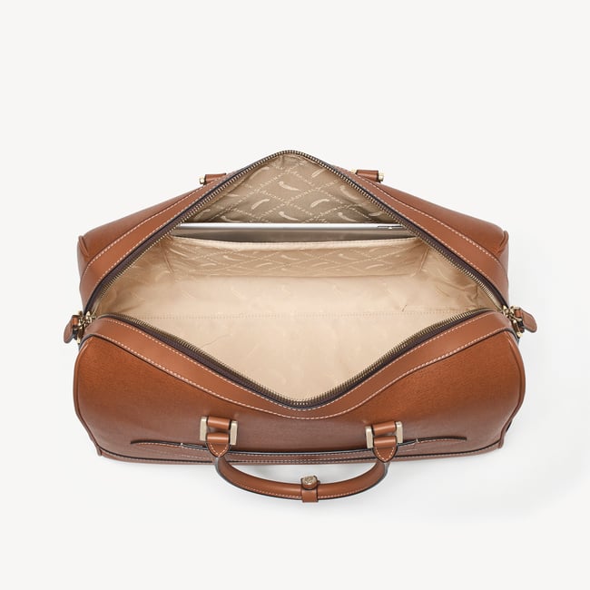 Connaught Flight Work Bag Tan Saffiano with Gold Hardware