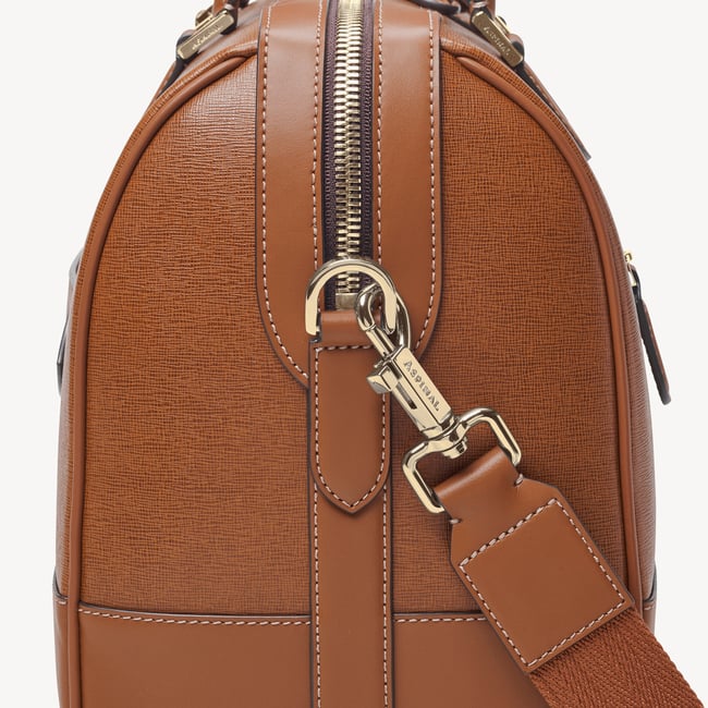 Connaught Flight Work Bag Tan Saffiano with Gold Hardware