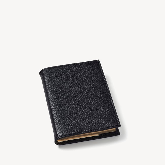 A7 Pocket Refillable Luxury Journal Black Pebble with Soft Suede Lining