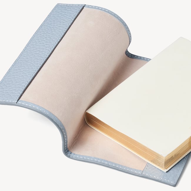 A7 Pocket Refillable Luxury Journal Sky Blue Pebble with Soft Suede Lining