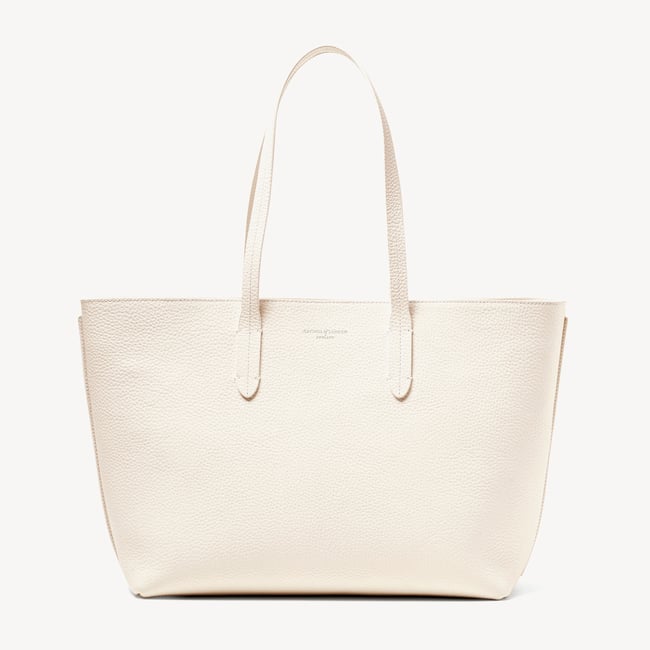 Zipped East West Tote Chalk White Pebble