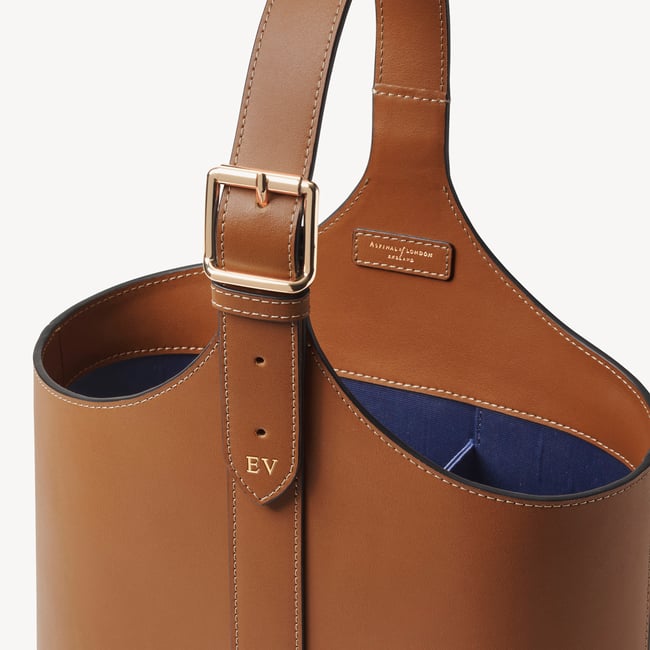 Deluxe Leather Duo Wine Bottle Carrier Smooth Tan