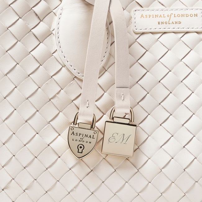 Midi London Tote Chalk White Woven Leather