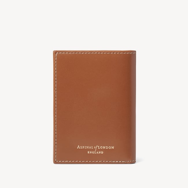 Double Fold Credit Card Holder Smooth Tan & Sky Blue