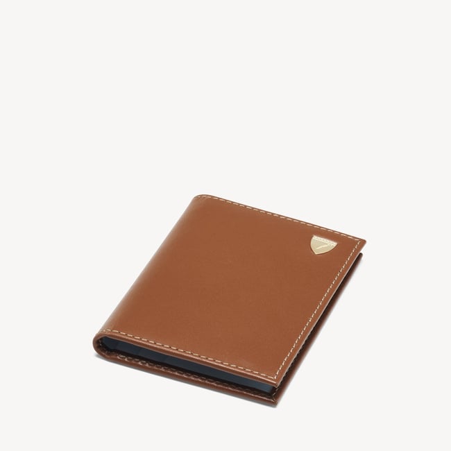 Double Fold Credit Card Holder Smooth Tan & Sky Blue