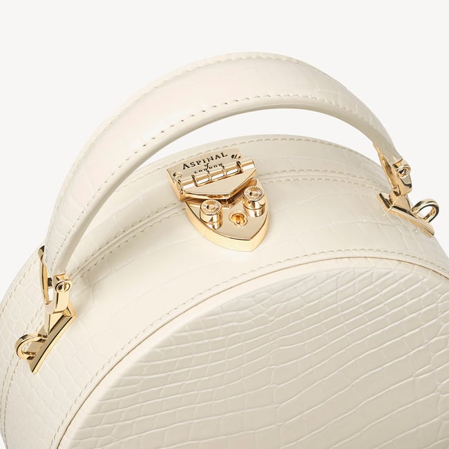 Hat Box Ivory Patent Croc