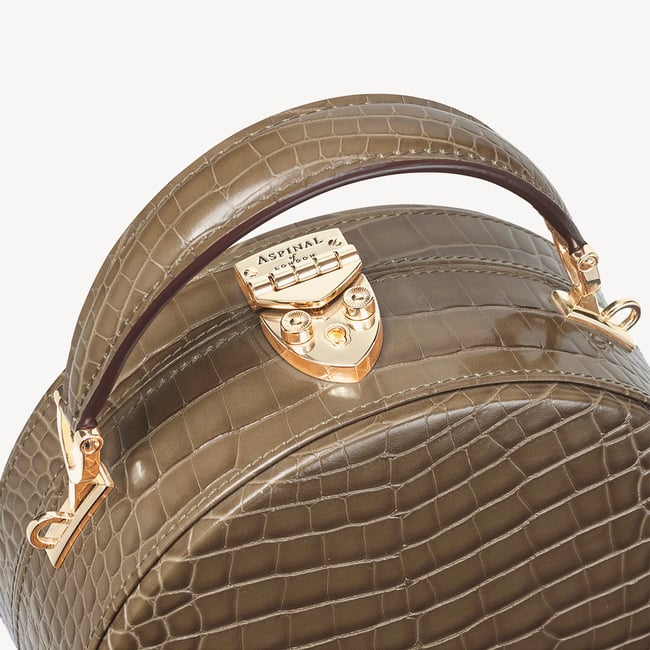 Hat Box Mocha Patent Croc