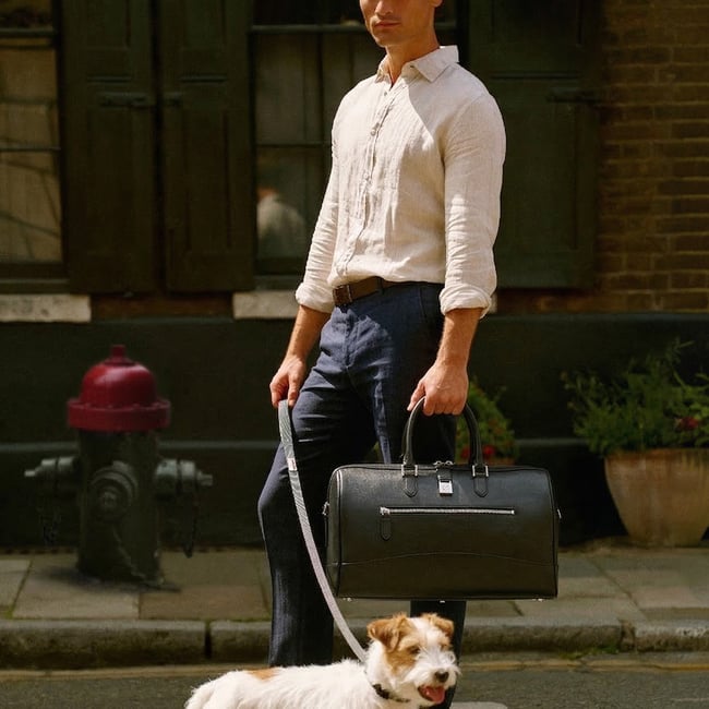 Connaught Flight Work Bag Black Saffiano