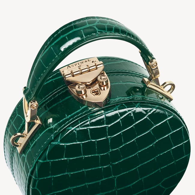 Micro Hat Box Evergreen Patent Croc