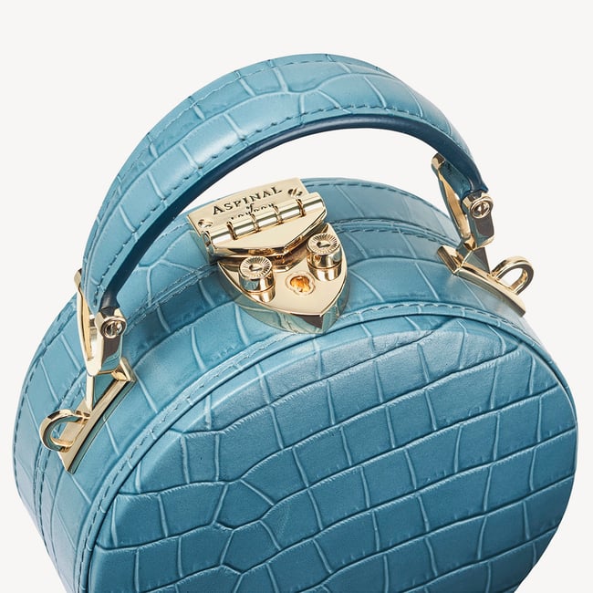Micro Hat Box Deep Shine Cornflower Small Croc