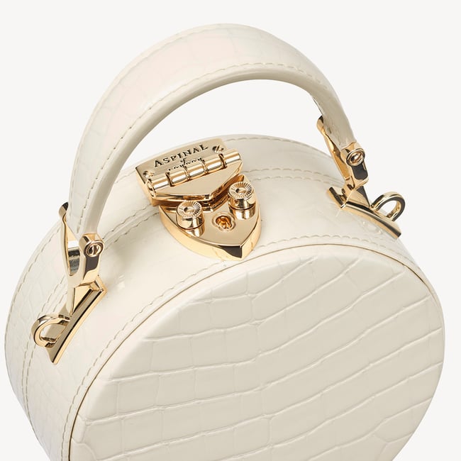 Micro Hat Box Ivory Patent Croc