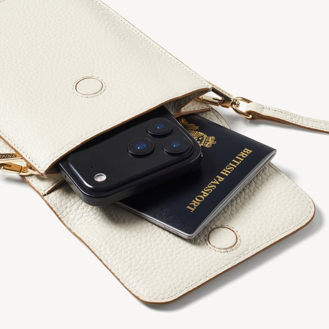 Duo Phone Crossbody Pouch Ivory Pebble