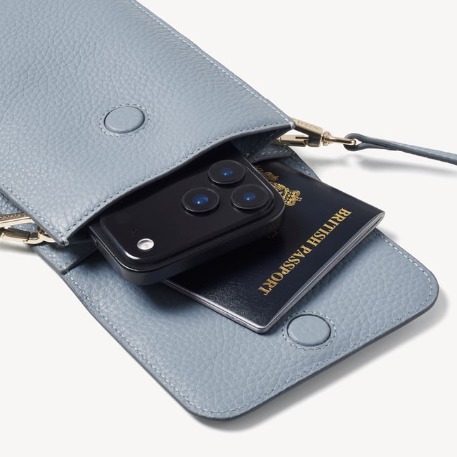 Duo Phone Crossbody Pouch Sky Blue Pebble