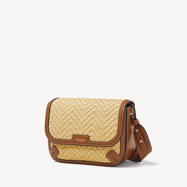 Ella Crossbody Natural Raffia & Smooth Tan