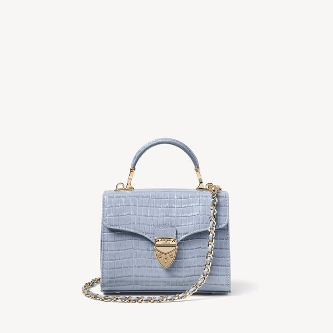 Mini Mayfair® with Silk Neck Scarf Deep Shine Sky Blue Small Croc