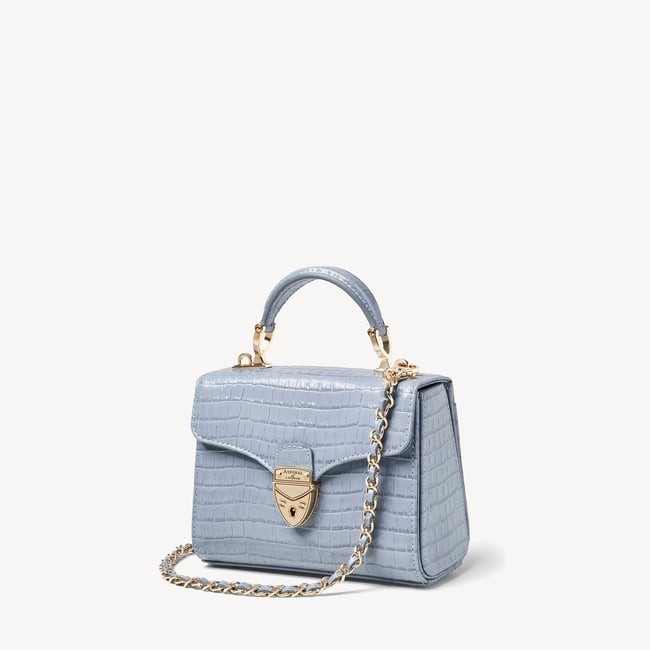 Mini Mayfair® with Silk Neck Scarf Deep Shine Sky Blue Small Croc