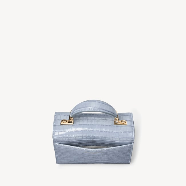 Mini Mayfair® with Silk Neck Scarf Deep Shine Sky Blue Small Croc