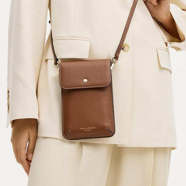 Duo Phone Crossbody Pouch Tan Pebble