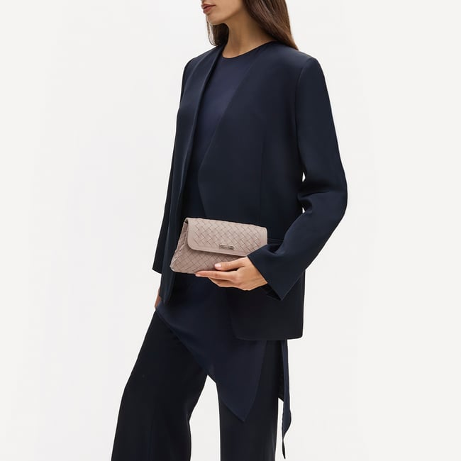 Sunrise Sunset Clutch Moleskin Woven Leather