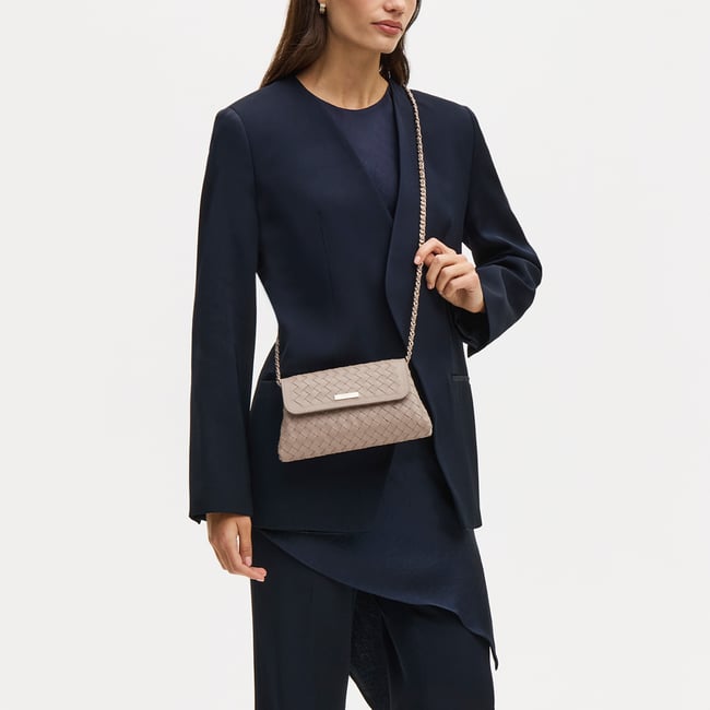 Sunrise Sunset Clutch Moleskin Woven Leather