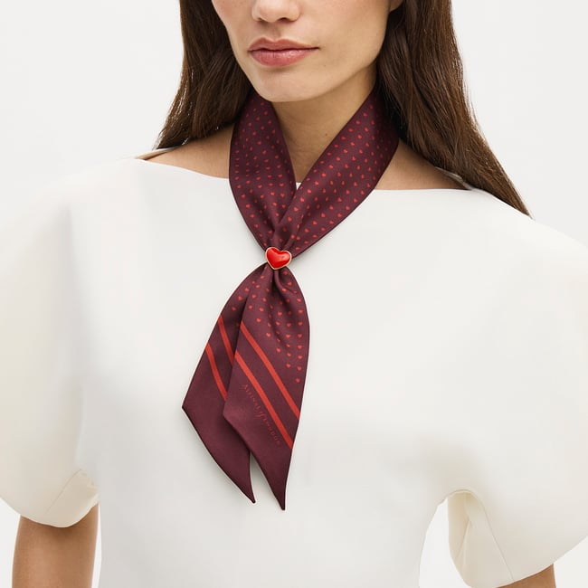 Enamel Heart Skinny Scarf Ring Red Enamel & 18ct Gold Plated