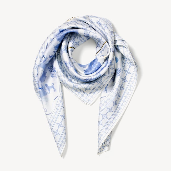 Toile De Jouy Silk Scarf Sky Blue Toile De Jouy 