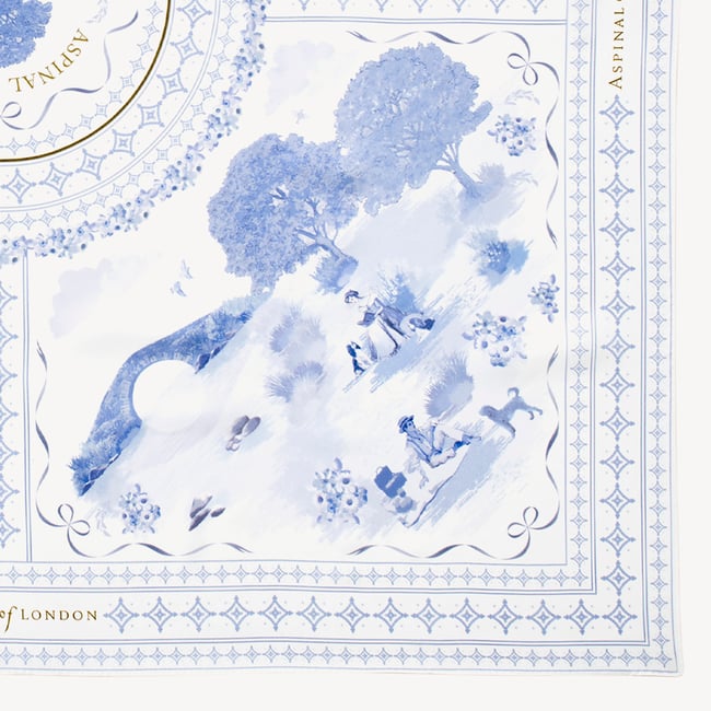 Toile De Jouy Silk Scarf Sky Blue Toile De Jouy 